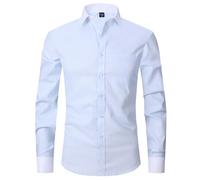 Camicia da lavoro da uomo, a maniche lunghe, vestibilità normale, a righe, a maniche lunghe, con bottoni, oversize, colletto rovesciato, classica ed elegante, oversize, per uomini, Blu, XL