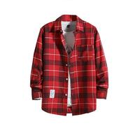 Camicia da lavoro da uomo, a quadretti, in flanella, a maniche lunghe, per taglialegna, a quadretti, colore nero, taglie forti, colore rosso, a quadri, slim fit, 26, 4XL