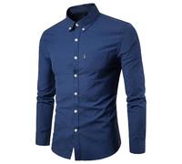 Camicia da lavoro da uomo casual da uomo, vestibilità regolare, camicia autunnale con risvolto, maniche lunghe, cardigan, atletica, sport, abbigliamento da lavoro, Marina Militare, XXL