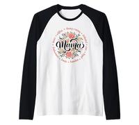 Camicia da mamma retrò Bold Flowers Groovy Colorful Mom Circle Maglia con Maniche Raglan