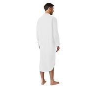 Camicia da notte a maniche lunghe da uomo, vestibilità larga, leggera, resistente alle pieghe, caftano da notte, traspirante, abbigliamento casual per lettura al chiuso, bianco, 3XL