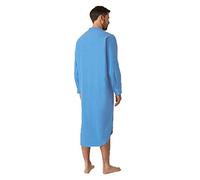 Camicia da notte a maniche lunghe da uomo, vestibilità larga, leggera, resistente alle pieghe, caftano da notte, traspirante, abbigliamento casual per lettura al chiuso, Blu, M