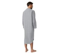 Camicia da notte a maniche lunghe da uomo, vestibilità larga, leggera, resistente alle pieghe, caftano da notte, traspirante, abbigliamento casual per lettura al chiuso, Grigio, M