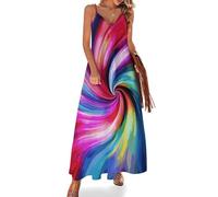 Camicia da Notte Colorata Tie-Dye da Donna, Morbida Camicia da Notte Lunga Senza Maniche, Abito da casa Maxi con Scollo a V, Taglie dalla S alla 5XL