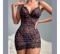 Camicia da notte con spalline in tulle con scollo a V profondo, leggero e trasparente, progettato per una casa confortevole ed elegante o un abbigliamento romantico (XL è nero)