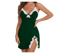 Camicia da Notte Corta Camicia Notte Donna Estiva Senza Maniche Sottoveste Sexy Corta in Pizzo Regolabili Spalline Scollo a V Sleepwea per Casa e Casuale S-3XL Morbido