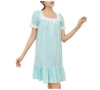 Camicia da Notte Cotone Puro-Retro Foreign Trade Camicia da Notte A Maniche Lunghe Pigiama Donna Taglie Forti Vestiti per La Casa