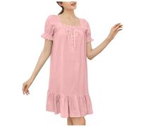 Camicia da Notte Cotone Puro-Retro Foreign Trade Camicia da Notte A Maniche Lunghe Pigiama Donna Taglie Forti Vestiti per La Casa