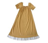 Camicia da notte da donna a maniche corte, lunghezza al ginocchio, Giallo