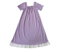 Camicia da notte da donna a maniche corte, lunghezza al ginocchio, Viola, M