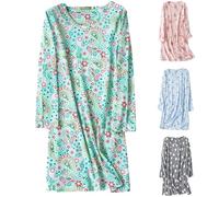 Camicia da notte da donna a maniche lunghe, camicia da notte da donna, a maniche lunghe, casual, a girocollo, per il tempo libero, camicie da notte vestibilità ampia, pullover da notte alla moda con