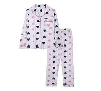 Camicia da notte da donna a maniche lunghe con abbottonatura, set da 2 pezzi, abbigliamento da casa a maniche lunghe, top corto e pantaloni larghi da donna, pigiama con colletto rovesciato, biancheria