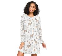 Camicia da notte da donna a maniche lunghe con stampa di cavalli e stelle, abbigliamento da notte per il tempo libero, Multi, L