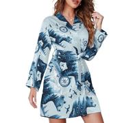 Camicia da notte da donna a maniche lunghe con stampa di orso e animali se