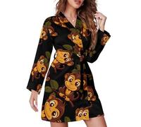 Camicia da notte da donna a maniche lunghe con stampa di una scimmia su un