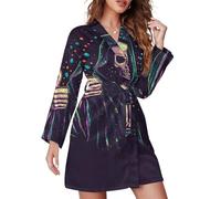 Camicia da notte da donna a maniche lunghe con teschio della morte.