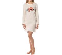 Camicia da notte da donna a maniche lunghe, morbido jersey singolo in 100% cotone, con bradipo o motivo Good Night, naturale, M