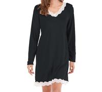 Camicia da notte da donna a maniche lunghe sexy con pizzo, pigiama corto da donna in cotone, camicia da notte morbida con scollo a V, chemise in seta, comodo sleepwear affascinante, sleepshirt vestito