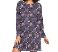 Camicia da notte da donna a maniche lunghe, vestibilità ampia, girocollo | Tessuto morbido e traspirante al tatto, stampa vivace, adatto per tutte le stagioni, per ordini rapidi nelle vicinanze