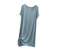 Camicia da notte da donna, comoda essenziale, casual, morbida, semplice, ampia, estiva, a maniche corte, per casa, vacanze e per strada, O blu., Taglia unica