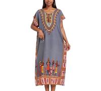 Camicia da notte da donna con stampa africana caftano, tunica lunga maxi taglie forti in poliestere stampa abito casual kimono camicia da notte leggera per rilassarsi durante la notte, viaggi e uso