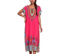Camicia da notte da donna con stampa africana caftano, tunica lunga maxi taglie forti in poliestere stampa abito casual kimono camicia da notte leggera per rilassarsi durante la notte, viaggi e uso