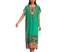 Camicia da notte da donna con stampa africana caftano, tunica lunga maxi taglie forti in poliestere stampa abito casual kimono camicia da notte leggera per rilassarsi durante la notte, viaggi e uso