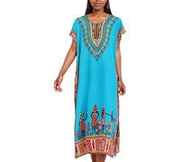 Camicia da notte da donna con stampa africana caftano, tunica lunga maxi taglie forti in poliestere stampa abito casual kimono camicia da notte leggera per rilassarsi durante la notte, viaggi e uso