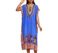 Camicia da notte da donna con stampa africana caftano, tunica lunga maxi taglie forti in poliestere stampa abito casual kimono camicia da notte leggera per rilassarsi durante la notte, viaggi e uso