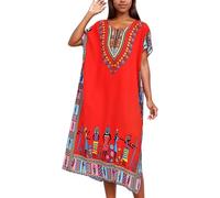 Camicia da notte da donna con stampa africana caftano, tunica lunga maxi taglie forti in poliestere stampa abito casual kimono camicia da notte leggera per rilassarsi durante la notte, viaggi e uso