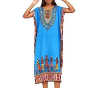 Camicia da notte da donna con stampa africana caftano, tunica lunga maxi taglie forti in poliestere stampa abito casual kimono camicia da notte leggera per rilassarsi durante la notte, viaggi e uso