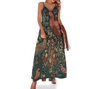 Camicia da Notte da Donna con Stampa Animali e Alberi, Morbida Camicia da Notte Lunga Senza Maniche, Abito da casa Maxi con Scollo a V, Taglie dalla S alla 5XL
