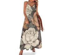Camicia da Notte da Donna con Stampa Dipinta a Mano, Morbida Camicia da Notte Lunga Senza Maniche, Abito da casa Lungo con Scollo a V, Taglie dalla S alla 5XL.