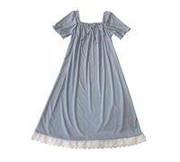 Camicia da notte da donna, elegante camicia da notte con pizzo a pannelli, biancheria da notte con scollo quadrato Negligee abito casual Sleepwear, camicia da notte morbida e confortevole pigiama da