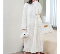 Camicia da notte da donna in caldo pile di corallo di media lunghezza, adatta per la casa, le vacanze, le vacanze e l'uso in discoteca tutto l'anno (taglia unica bianco)