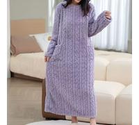 Camicia da notte da donna in caldo pile di corallo di media lunghezza, adatta per la casa, le vacanze, le vacanze e l'uso in discoteca tutto l'anno (taglia unica viola)