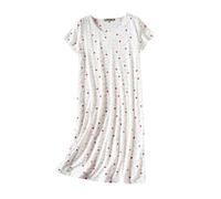 Camicia da notte da donna in cotone a maniche corte - Nighties morbide per donne anziane - Camicia da notte taglie forti stampa floreale camicia da notte estiva loungwear girocollo pigiama estivo