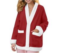 Camicia da Notte da Donna in Flanella con Tasche, Maniche Lunghe Termiche con Scollo a V, Cardigan Ampio per Autunno/Inverno, Morbido e Confortevole per la Notte. (XXL)