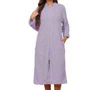 Camicia da Notte da Donna in Pile, Lunga Biancheria da Notte in Flanella, Termica, soffice e Spesso, con Chiusura Lampo e Tasche, Invernale Termica, Morbida e Morbida