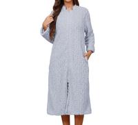 Camicia da Notte da Donna in Pile, Lunga Biancheria da Notte in Flanella, Termica, soffice e Spesso, con Chiusura Lampo e Tasche, Invernale Termica, Morbida e Morbida