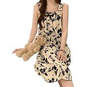Camicia da notte da donna in toni neutri, versatile, senza maniche, morbida ed elasticizzata, pigiama da casa rilassante, traspirante, for yoga, lettura, comfort for tutte le stagioni(Black8710-2_XXL)