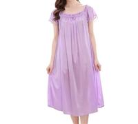 Camicia da notte da donna in toni neutri, versatile, senza maniche, morbida ed elasticizzata, pigiama da casa rilassante, traspirante, for yoga, lettura, comfort for tutte le stagioni(Light purple_One