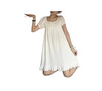 Camicia da notte da donna in toni neutri, versatile, senza maniche, morbida ed elasticizzata, pigiama da casa rilassante, traspirante, for yoga, lettura, comfort for tutte le stagioni(Nighty009-White_