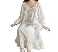 Camicia da notte da donna in toni neutri, versatile, senza maniche, morbida ed elasticizzata, pigiama da casa rilassante, traspirante, for yoga, lettura, comfort for tutte le stagioni(Nighty083-White_