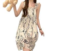 Camicia da Notte da Donna in Toni neutri, Versatile, Senza Maniche, Morbida ed Elasticizzata, Pigiama da casa Rilassante, Traspirante, for Yoga, Lettura, Comfort for Tutte Le Stagioni(White8710-3_L)