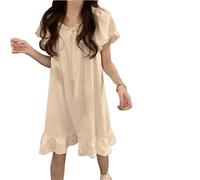 Camicia da notte da donna in toni neutri, versatile, senza maniche, morbida ed elasticizzata, pigiama da casa rilassante, traspirante, for yoga, lettura, comfort for tutte le stagioni(Nighty004-White_
