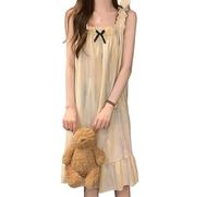 Camicia da notte da donna in toni neutri, versatile, senza maniche, morbida ed elasticizzata, pigiama da casa rilassante, traspirante, for yoga, lettura, comfort for tutte le stagioni(Yellow8710-4_XL)