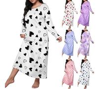 Camicia da notte da donna, lunga, taglie grandi, per il tempo libero, a forma di cuore, con stampa, oversize, abito da notte, morbido, confortevole, leggero, estivo, casual, per dormire, Blu marino