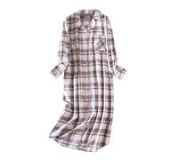 Camicia da notte da donna, morbida e leggera, con bottoni, scollo a V, in cotone, a maniche lunghe, vestibilità classica, con risvolto, abbigliamento da notte stampato per tutto l'anno abbigliamento