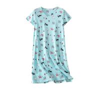 Camicia da notte da donna Plus Size Carino Casa Vestiti Maglia Cotone Dolce E Manica Corta Girocollo Manica Corta off Spalla Top, blu cielo, S